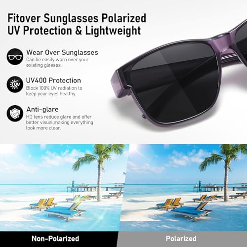 Image of GEGURI Polarized Sunglasses Fit Over Glasses for Men Women, Oversized Square Sun Glasses UV400 Protection Shades