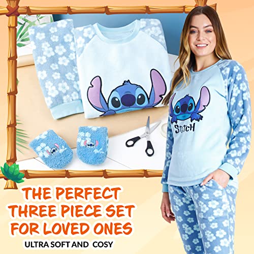 Disney Womens Pyjamas, Fleece Loungewear and Fluffy Socks Stitch Gift Set2