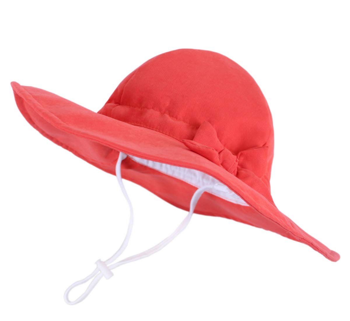 DINGDONG'S CLOSET Baby Kids Girl Summer Sun Hat Bowknot Outdoor Adjustable Beach Hat with Wide Brim (Orange, 4-6T)