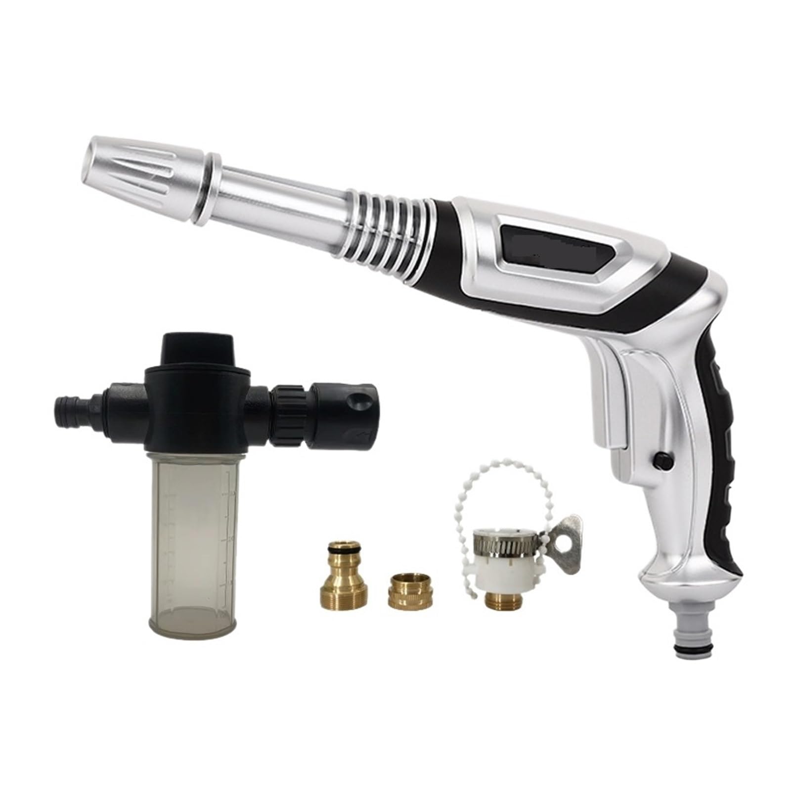 Pistola a spruzzo per tubo flessibile con ugello, Lavatrice for auto Ugello spruzzatore di schiuma ad alta pressione Dispenser sapone Strumento for irrigazione da giardino 8 modalità(Water Set)