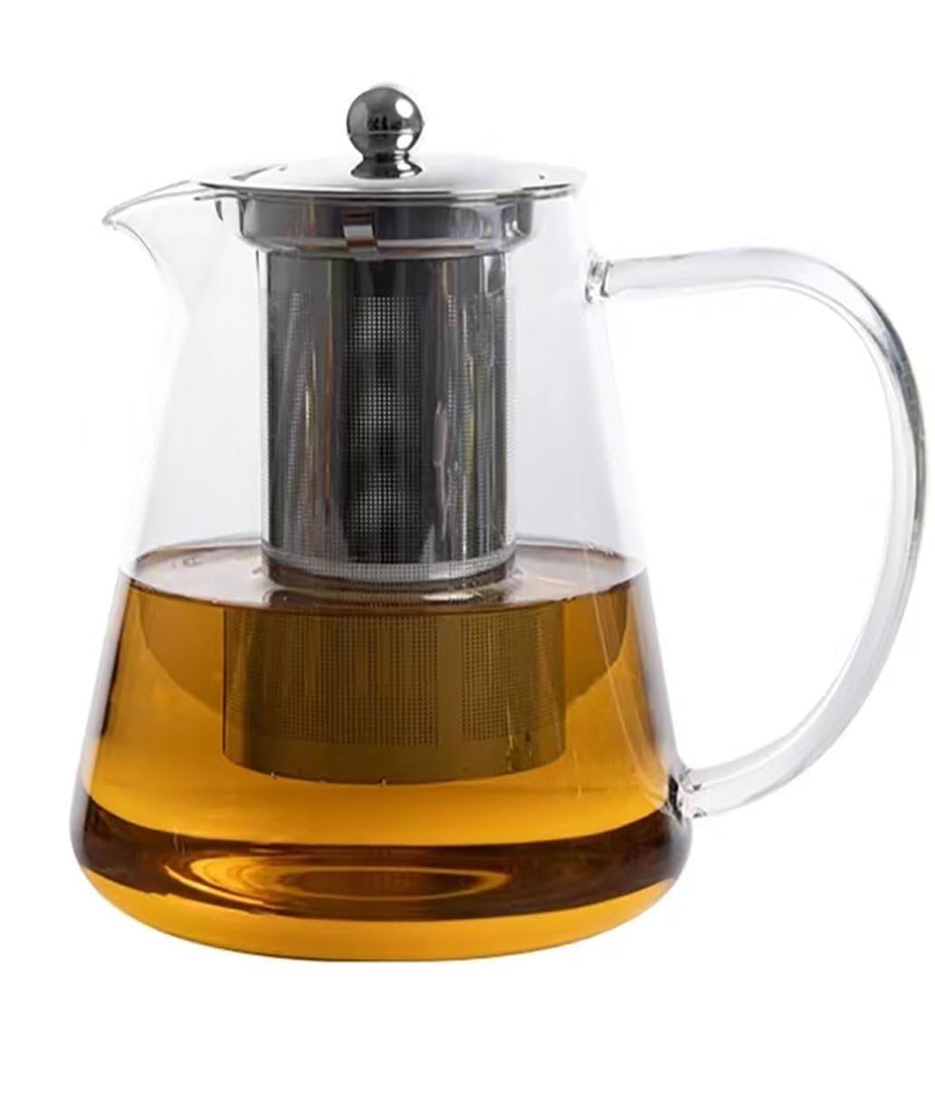 JIABO 43oz|1300ml Glass Teapot With Removable Stainless Steel Infuser, Borosilicate Glass Tea Kettle For Stovetop Safe, Blooming and Loose Leaf Tea Maker Set