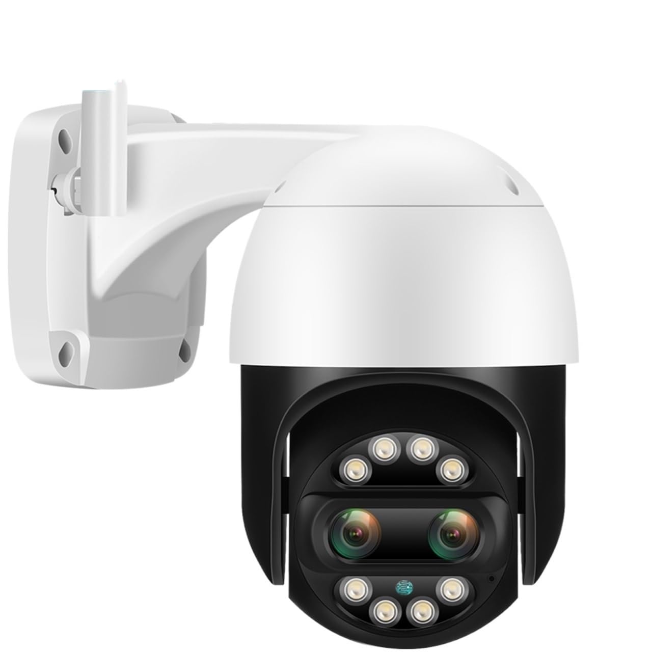 PIRKO 8MP 4K Double Objectif 2.8mm + 12mm PTZ WiFi caméra 4MP 2K Audio Couleur Vision Nocturne AI détection Humaine extérieure CCTV caméra IP de sécurité(4MP Add 64G Card)