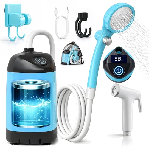Tarleys Ducha Portatil Camping   Duchas de Camping al Aire Libre   Duchas Acampada con Bomba IPX7 Impermeable & Batería 4500mAh Recargable   Ducha para Senderismo   Lavado Autos   Mascotas   Baño.
