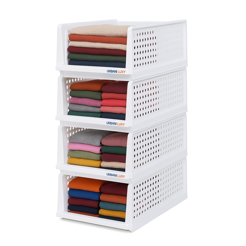 URBAN LUXY Plastic Collapsible Wardrobe (4Pcs-Big, White), Outside
