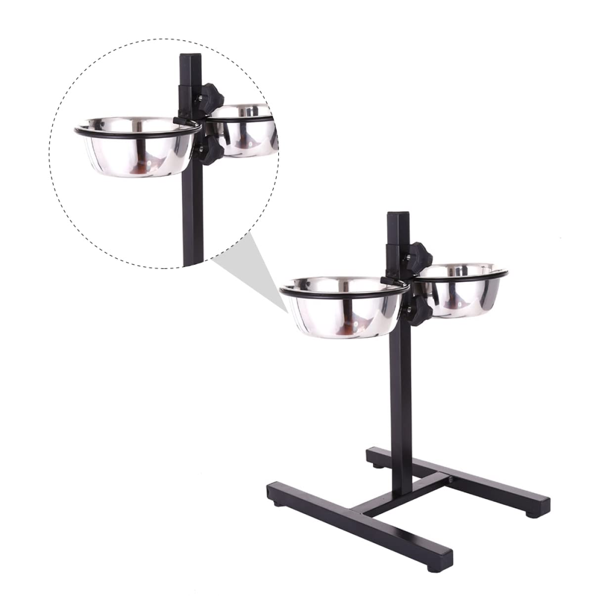 FOMIYES Comedero Plegable para Perros y Gatos Cuencos de Acero Inoxidable con Elevación Ajustable 135