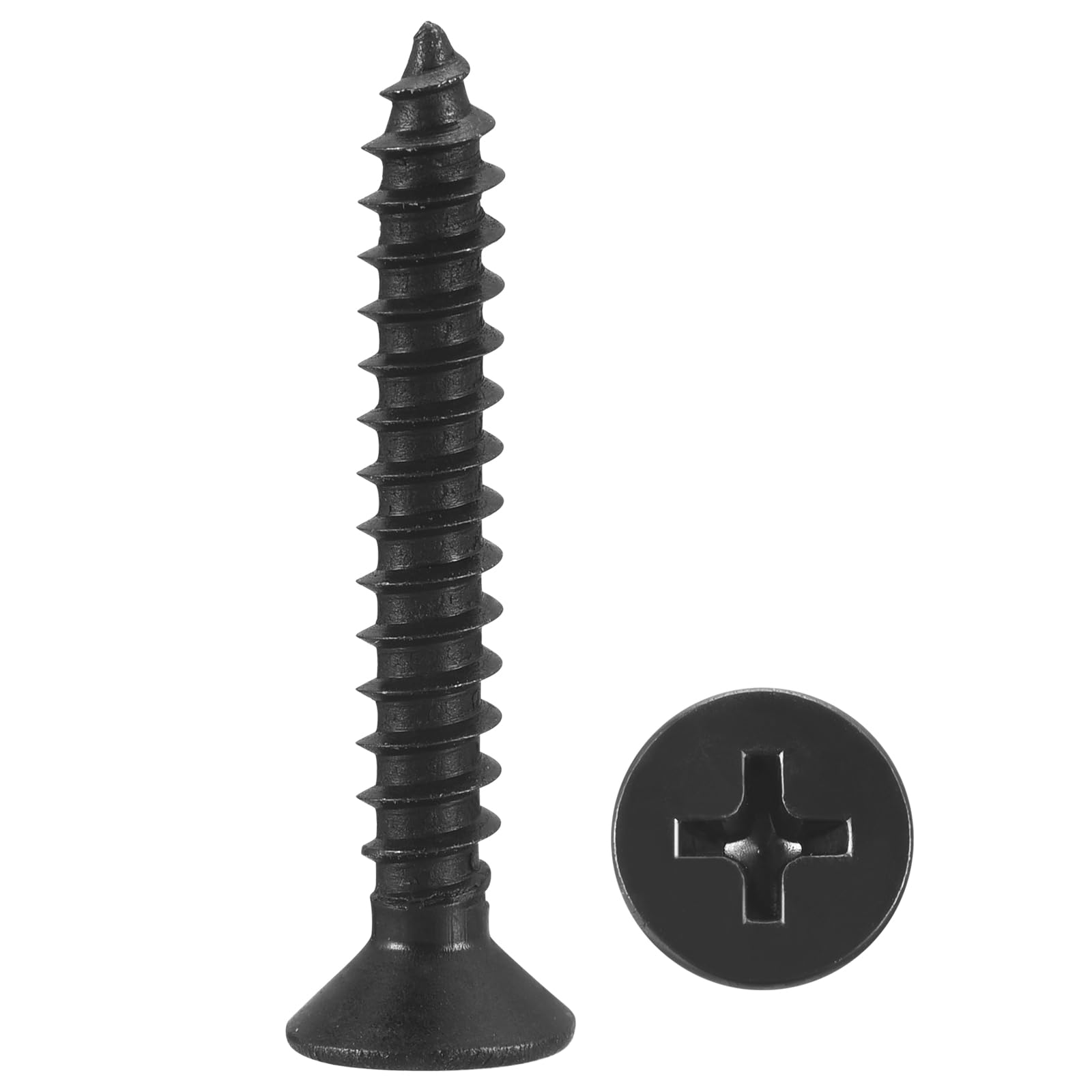 METALLIXITY Countersunk Phillips Wood Screws (#6x1") 300Pcs, Carbon Steel Coarse Thread Phillips Drive Flat Head Wood Screws - for Furniture Installation Repair, Black — image 1