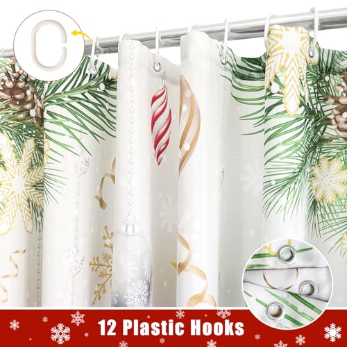 Image of Boho Shower Curtains for Bathroom Mid Century Minimalist Abstract Aesthetic Modern Bathroom Decor Curtain Machine Washable Waterproof Fabric with 12 Hooks (Christmas Gnome White, 72 inchW x 72 inchL)