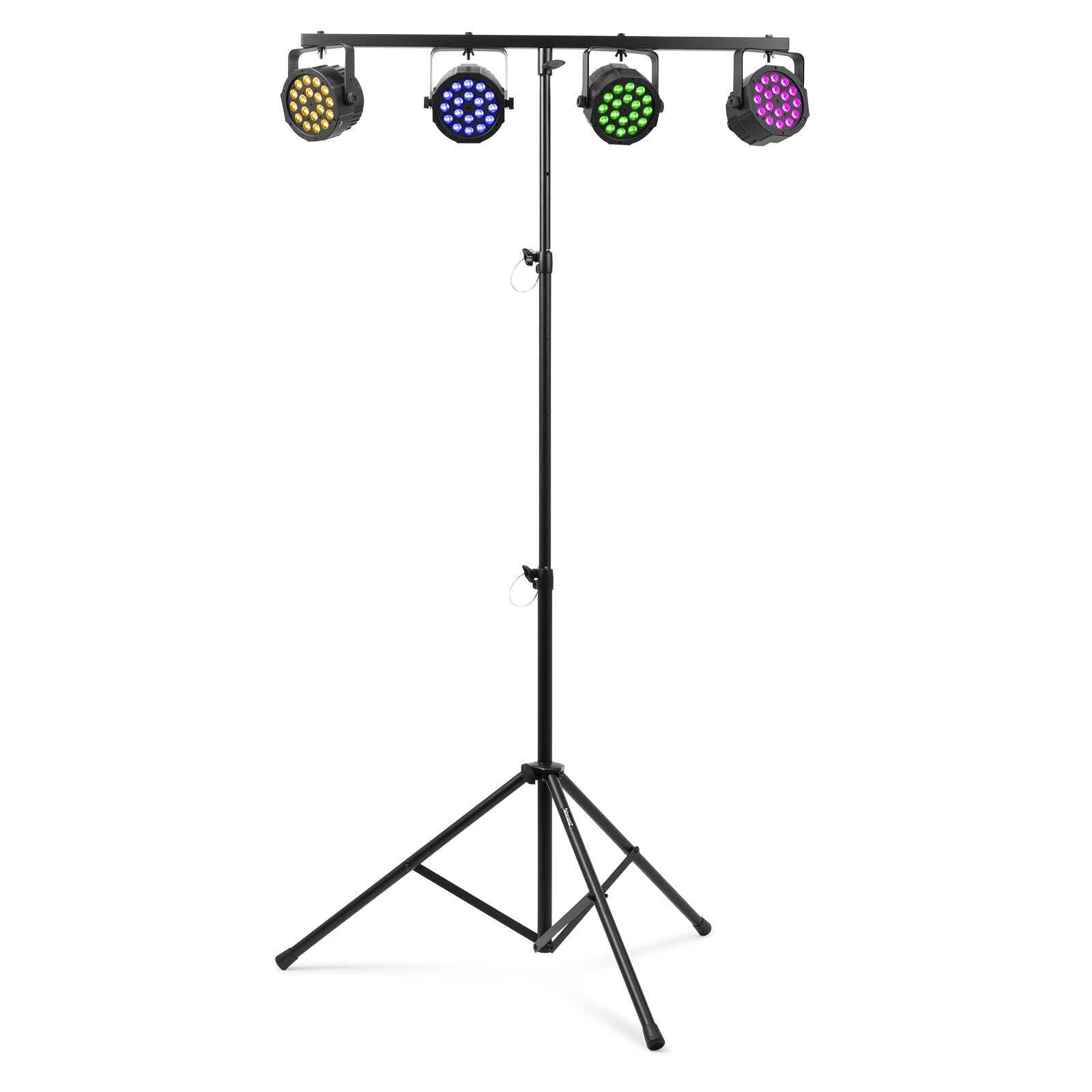 Beamz LS25T - Treppiede Luce DJ con Asta T, Regolabile in Altezza 120-275 cm, 25 kg, Nero, Metallo, Caucciù