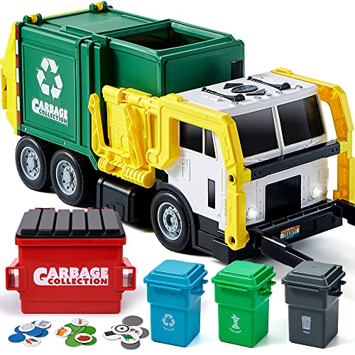 JOYIN Bin Lorry Toy for 3-8 Year Old Boys Garbage Truck with Light & Sound