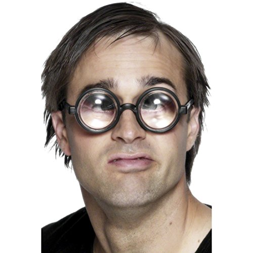 NET TOYS Lunettes Geek Nerd Noires Lunettes de Geek Lunettes de déguisement Lunettes d'idiot Lunettes grossissantes Lunettes Beta Lunettes de Docteur