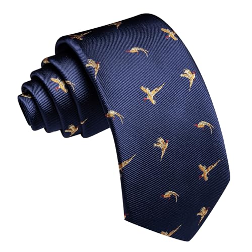 Image of Barry.Wang Silk Ties for Men Fun Necktie and Tie Clip Set for Wedding Party Business Formal Extra Long
