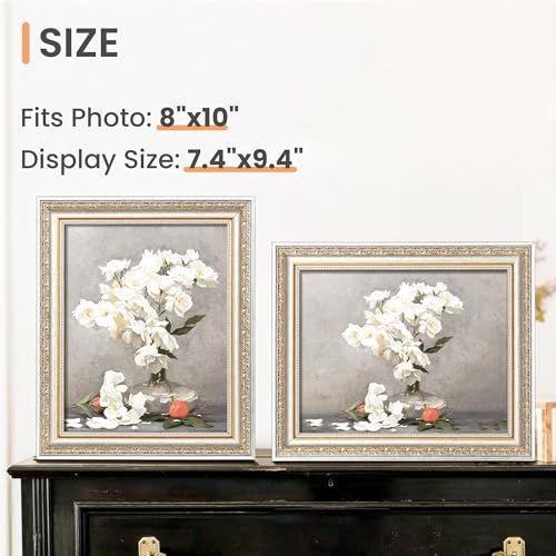 Image of upsimples Vintage 8x10 Picture Frame, Antique White and Gold Frames, 2 Pack