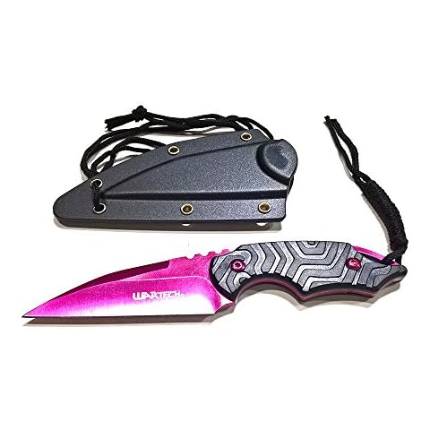 Small Skinning/Camping/Fishing Necklace Knife with Kydex Sheath (HWT-2ZI Pink) Cover