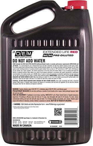 Image of OEM Recochem Asian Vehicles Premium Antifreeze 50 /50 Extended Life Coolant RED, 1 Gallon, 4 Pack