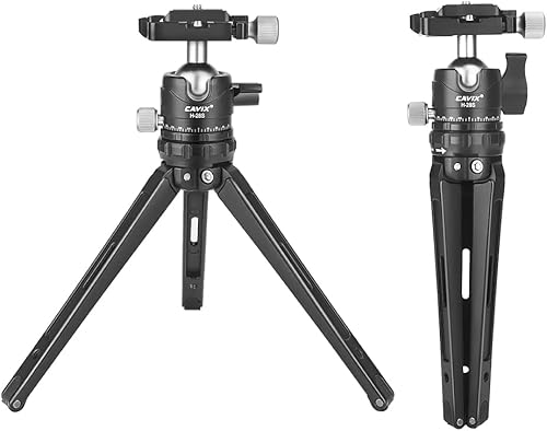 CAVIX LS-02 - Soporte de trípode para cámara con cabezal de bola de 360 grados, placa de liberación rápida de 1/4 pulgadas para cámara DSLR