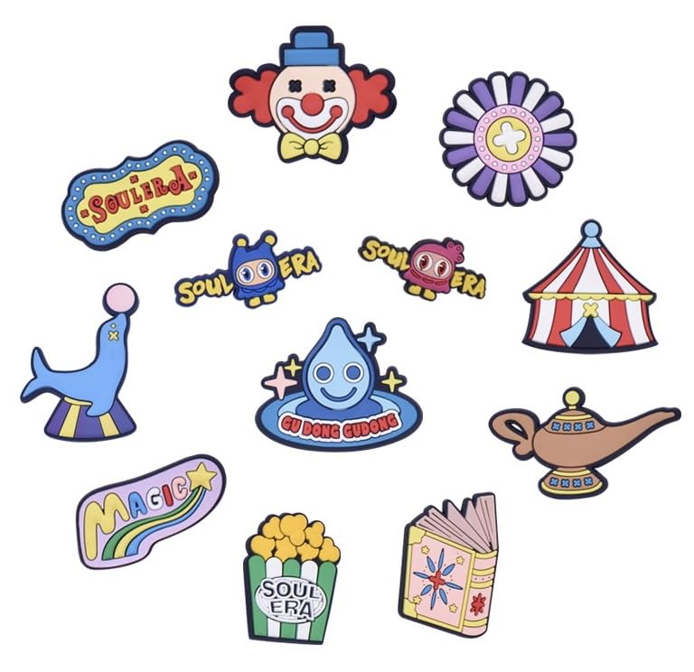 VLOOK Kids Magnets 12pcs Fridge Magnets for Toddlers Safety Refrigerator Magnets for Kids Magnetic Soft Rubber Educational Toys Gift for Fridge Whiteboard Cute Baby Cartoon Magnets (Circus)