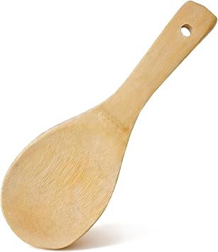 Bamboo Rice Paddle - 20cm Natural Wood Non-Stick Rice Scooper for Serving and Cooking