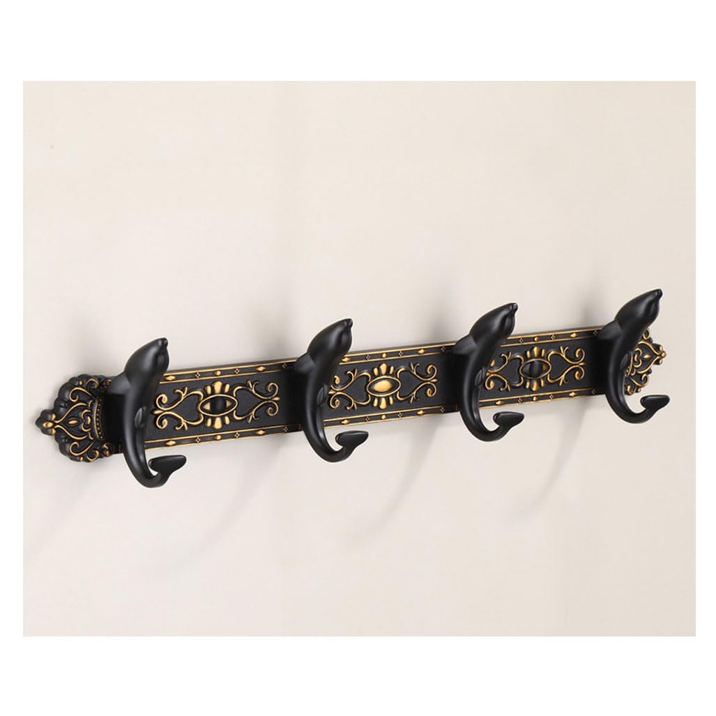 LMYSXAOZ Vintage Metal Coat Rack Wall Mount, Aluminum Thickened Dolphin Shape Hooks Hanging Rail Antique Clothes Towel Racks for Bathroom Entryway Bedroom 4hook