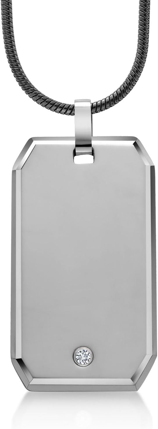 [Gem Stone King] 0.075カラット ネックレス メンズ タングステンカーバイド