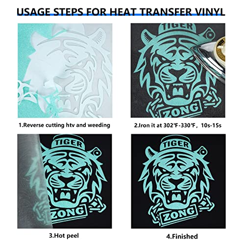 Image of FUNKAKA Glitter Fluorescent Cyan HTV Heat Transfer Vinyl Rolls, 12 inch x 10ft PU Iron on Vinyl for T-Shirts, Glitter HTV Vinyl for All Cutter Machines Easy to Cut & Weed for DIY Design