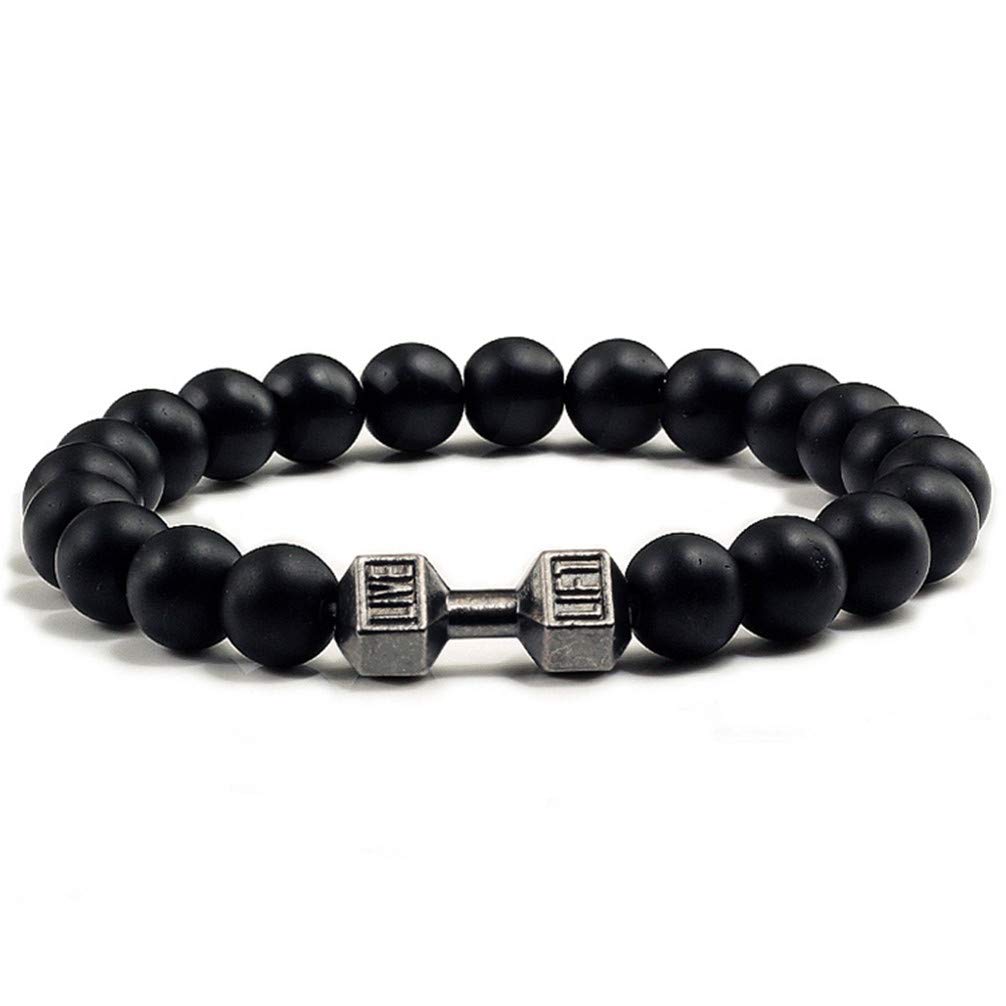Toporchid Natural Volcanic Lava Stone Dumbbell Bracelet Beads Bracelets for Women Men Jewelry