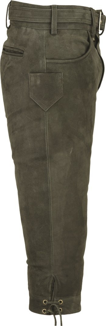 Kniebundhose Leder Nubuk-Fuente Jagdhose- Trachtenlederhose Herren- Damen Kniebundlederhose -Trachten Lederhose mit Gürtel in Braun, Camel, Grün, Grau, Trachtenhose Knielang