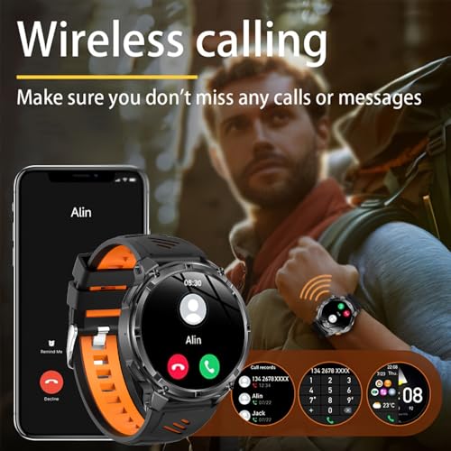 Image of Shyenah HT-Venture (HT33) Military Grade Sports Adventure Smartwatch with Compass,Flashlight, HD Voice Calling, Big 1.7 inch IPS HD Display, IP68, Heart Rate, SPO2, Huge 1100mAh Battery (Black)