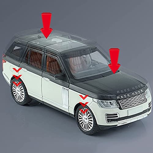 Image of 1:24 Scale Model Rang-Rover Refender Diecast Metal Cars Openable Door with Sound Light Pullback Toy Car for Kids