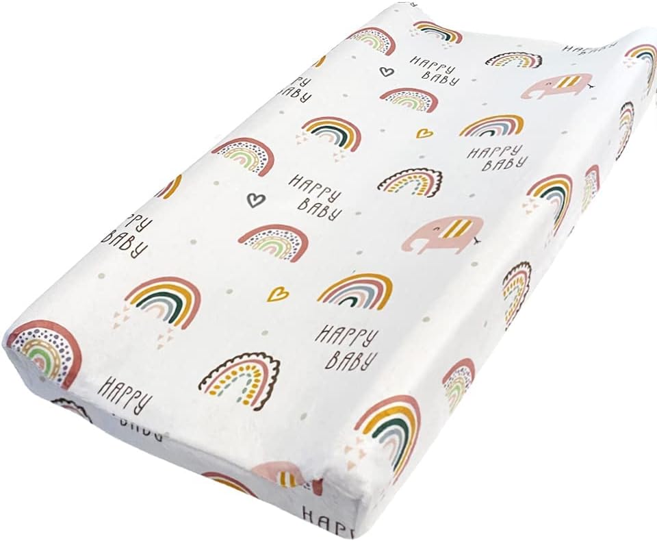 iEvolve Changing Pad Cover Ultra Soft Minky Dots Changing Table Cover Breathable Changing Table Sheet Diaper Changing Pad Cover for Baby Boys Girls (Rainbow)