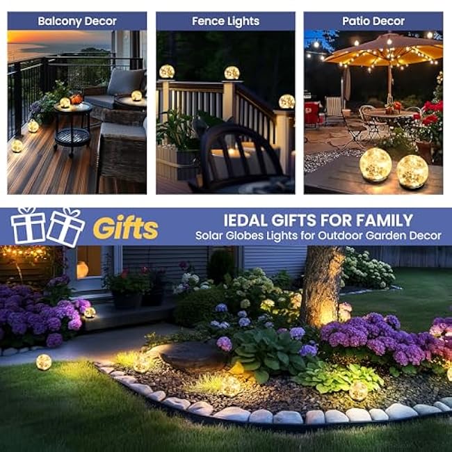 Solar Globe Lights Waterproof Solar Lights for Mom Women
