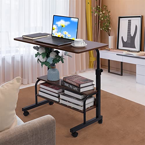 Computer-Desk Office-Desk, Small-Folding Gaming-Laptop Home-Office Desks For Small Spaces, Writing Study Desk Table With Storage For Home Bedroom, Adjustable Height 32×16×23-36 Inches (Brown) #TOP6