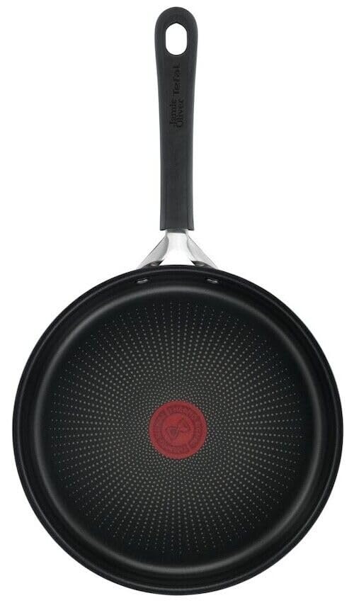 Tefal Jamie Oliver Home Cook Sauteuse en aluminium avec revêtement anti-adhésif, signal thermique, passe au lave-vaisselle, avec couvercle en verre, bleu/gris, 24 cm, 3,5 l