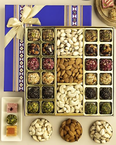 Image of HyperFoods Diwali Gifts for Family and Friends With DryFruit 24 Pcs Ladoo Sweets Gift Diwali Gifts Sweets Gift Dry Fruit Box Cashews Almonds Pistachios Dry Fruits Gift Pack Dryfruits Combo Pack