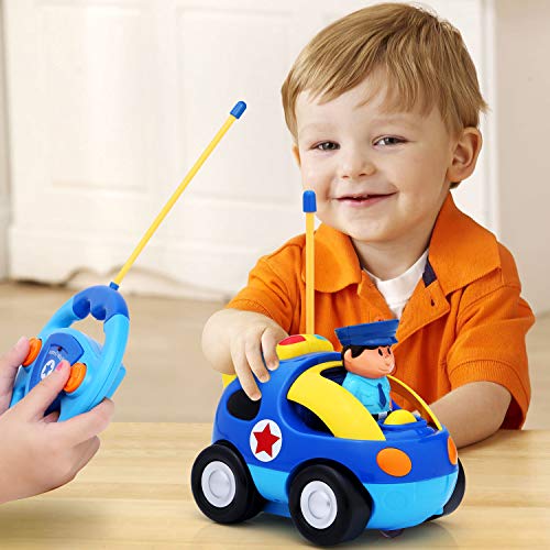 KingsDragon Remote Control Car, Cartoon RC Police Car Race Car with Lights and Music,Radio Control Toys for Kids Young Children and Toddlers,Perfect Birthday Xmas (Blue) - Thumbnail 5