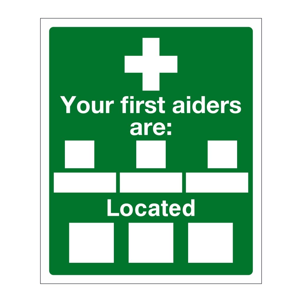 Your first aiders are/located sign 8x12 Metal Tin Sign Garage Man Cave Wall Decor