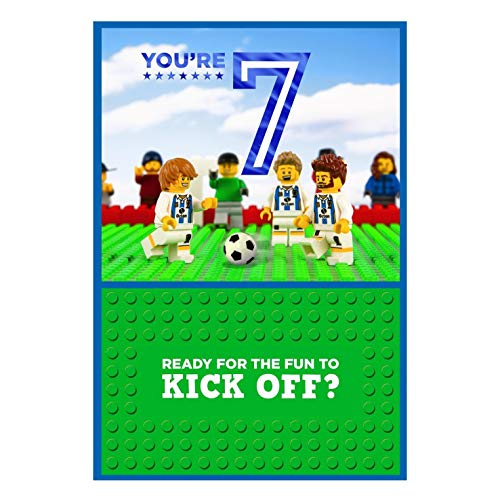 Hallmark Tarjeta de cumpleaños de 7 años con diseño de Lego Football