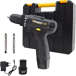 Titanium, Parafusadeira A Bateria CARBON 12V Sem Fio com Carregador Bivolt com Maleta e 2 Acessórios