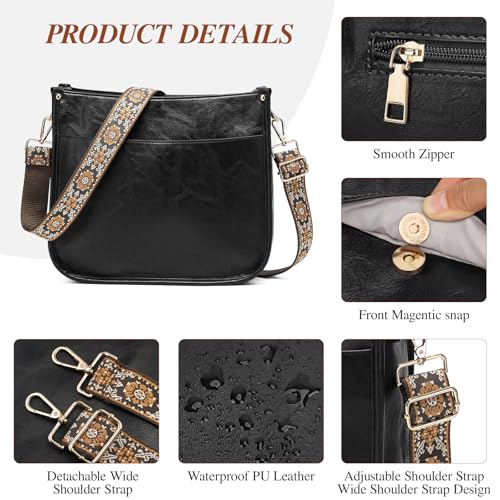 Image of UBAYMAX Leather Crossbody Purses for Women, Trendy Vegan Crossbody Bags Hobo Purses Bag Shoulder With Adjustable Guitar Strap