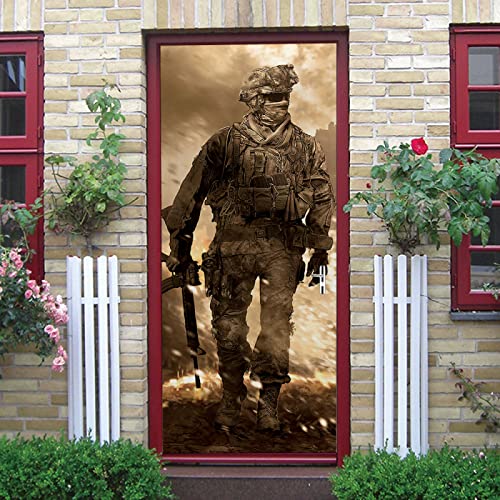Stickers Porte 90X200Cm 3D Trompe L'Oeil Forces Spéciales Créatives Personnalisées Autocollant De Porte Wall Mural Poster De Porte Amovible Adhésif Papier Peint...