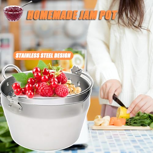 Large Stainless Steel Jam Pan with Funnel 4.5L 9L Preserving Pot for Homemade Jam Chutney & Marmalade Side Handle for Easy Pouring - Image 2