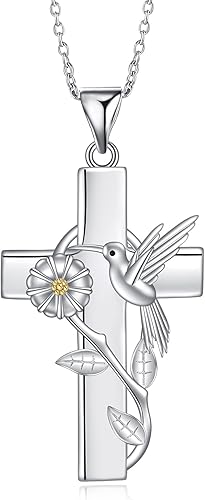 Collar de mariquitalibélulacolibrí, regalos para mujeres, collar de fe con cruz de mariquita, joyería de Navidad para madre, hija, abuela