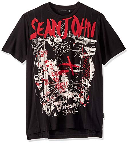 Sean John Men's Short Sleeve Graphic Tee, Panther Black, XL