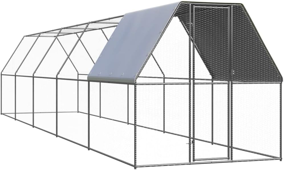 Animals & Pet Supplies Outdoor Chicken Cage 2x10x2 m Galvanised Steel