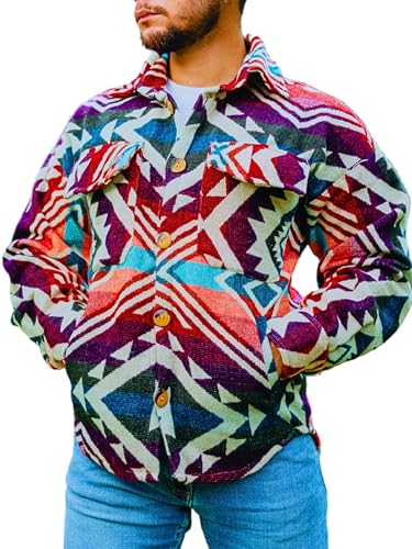 Mens Long Sleeve button Down Shirts - Sherpa Alpaca Shirt Jacket - Camisa Leñador Para Hombre - Lightweight Men's Jacket