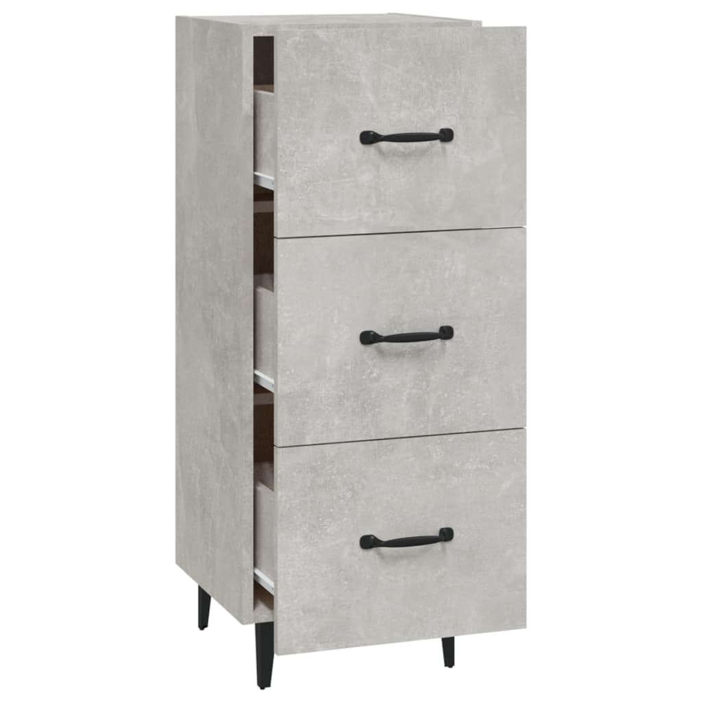 Aparador gris hormigón 34,5 x 34 x 90 cm, material de madera, robusto armario de almacenamiento, buffet versátil para salón, pasillo, cocina, diseño elegante, fácil montaje