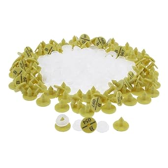 Trendy Retail 100Pieces PVC Ear Tag Animal Livestock For Rabbit Label 001-100 Yellow