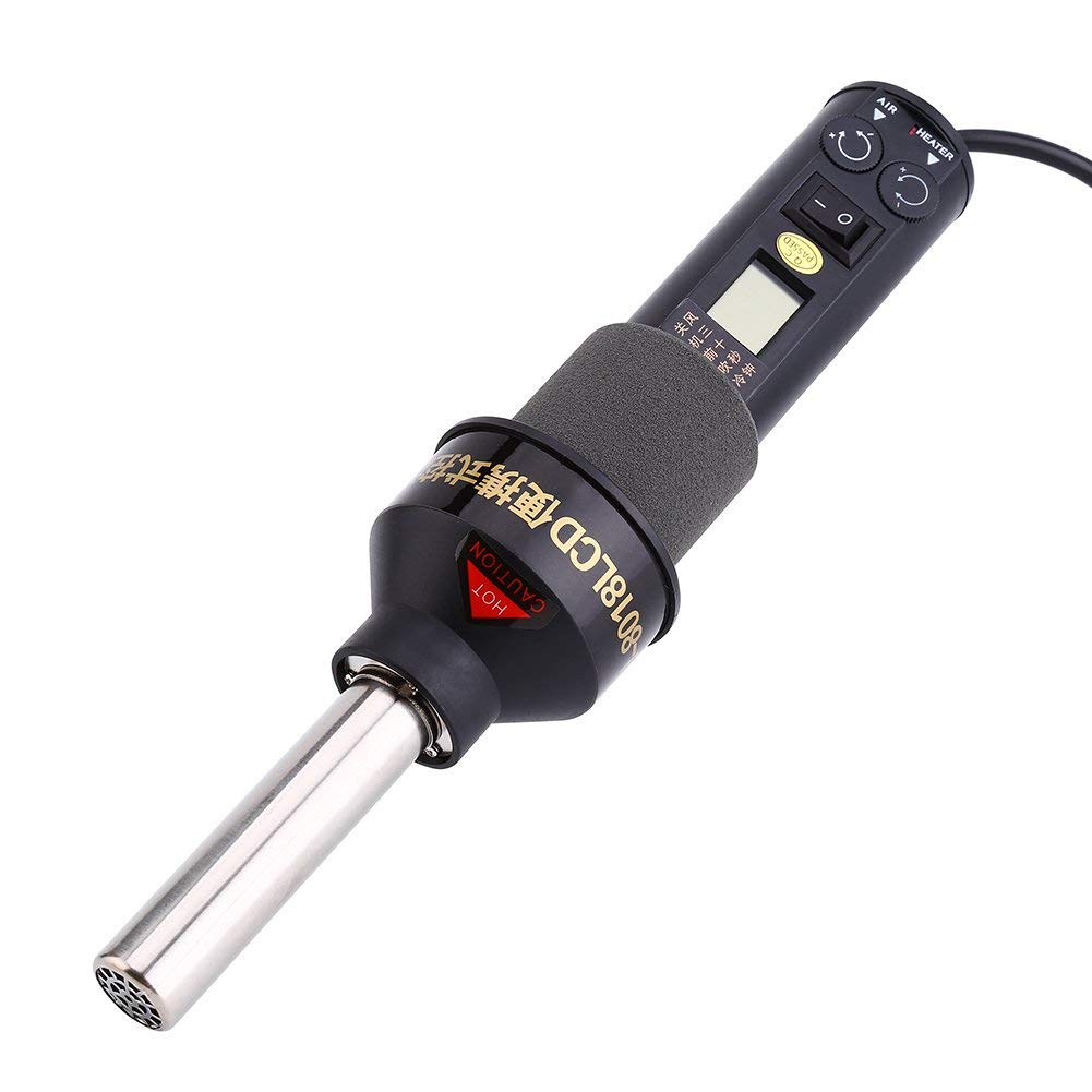 Estink Décapeur Thermique Électronique 220V 450W, Pistolet à Air Chaud Réglable Portatif avec Écran LCD, 4 Buses et 1 Support pour Bricolage Soudage