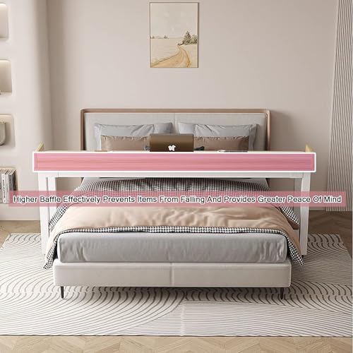 Tavolino da letto per computer portatile, postazione di lavoro mobile con contenitore, grande scrivania per studio, supporto angolare per PC con ruote e tastiera scorrevole, per casa, ufficio e gioco