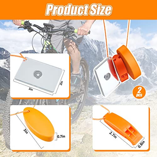 2 Sets Outdoor Survival Kit Rescue Signal Mirror Floating Whistle Combo Flash Signaling Mirror Emergency Whistle Orange Float For Backpacking Camping Hiking Activities #TOP3