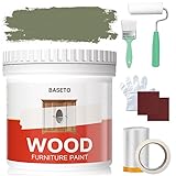 Wood Paint for Furniture, Durable Cabinet Countertop Paint Easy Application for DIY Projects, Wood, Metal, Home Decor and More (16OZ, Olive Green with Tools)